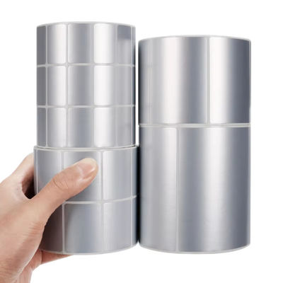 Glossy Matte Silver PET Label Roll Waterproof Adhesive Thermal Transfer Stickers