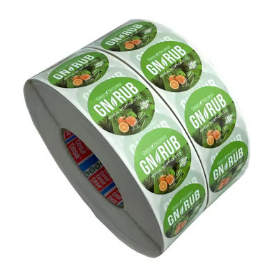 Round Plastic Synthetic Paper Vinyl Adhesive Sticker Roll Waterproof Custom Printed