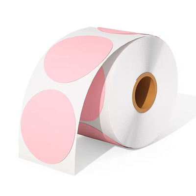 Self Adhesive Colored Direct Thermal Sticker Label Pink Round Sticker