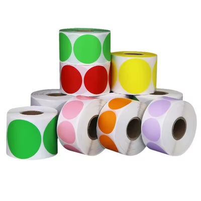 Round Thermal Printer Stickers Colorful Circle Stickers Multi Purpose Adhesive