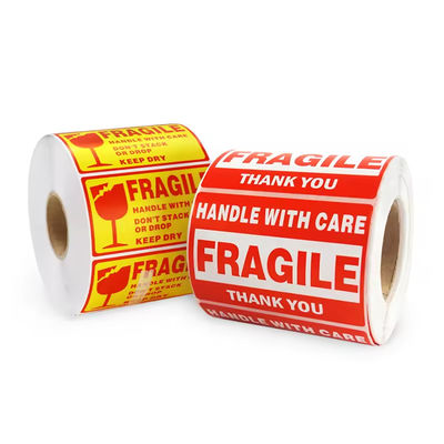 Custom Size Waterproof Fragile Warning Sticker With Care Packing Shipping Label